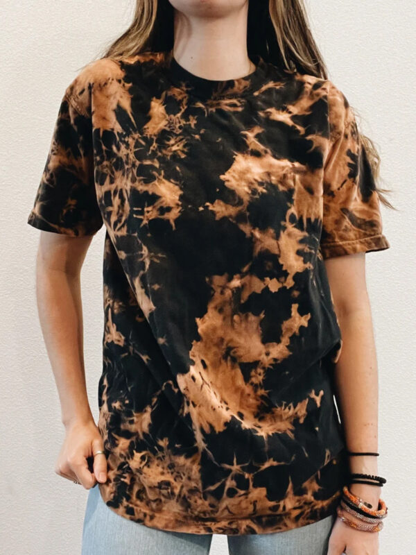 Black Bleach Dye T-Shirt – Handcrafted Reverse Tie Dye Design - Image 2