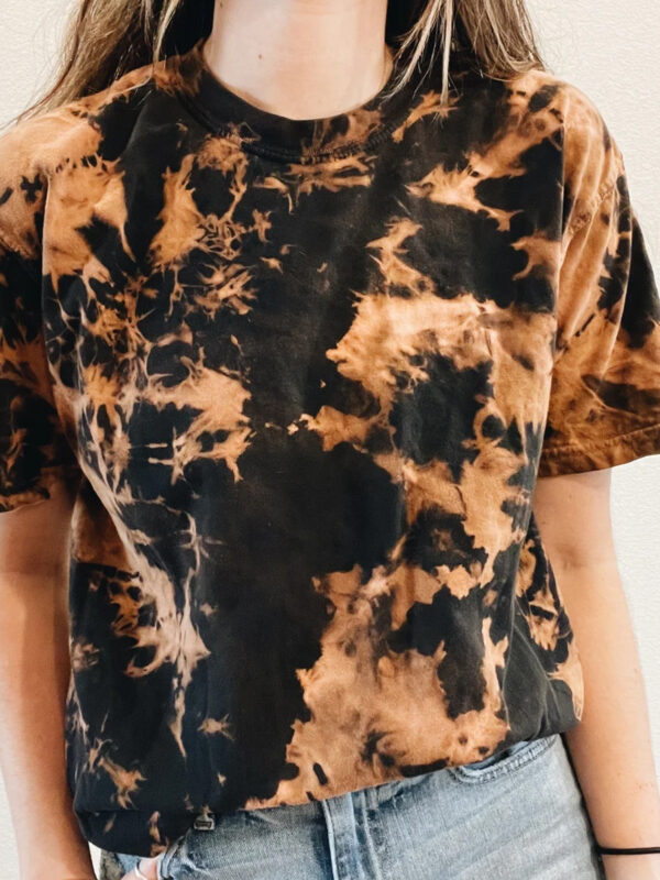 Black Bleach Dye T-Shirt – Handcrafted Reverse Tie Dye Design