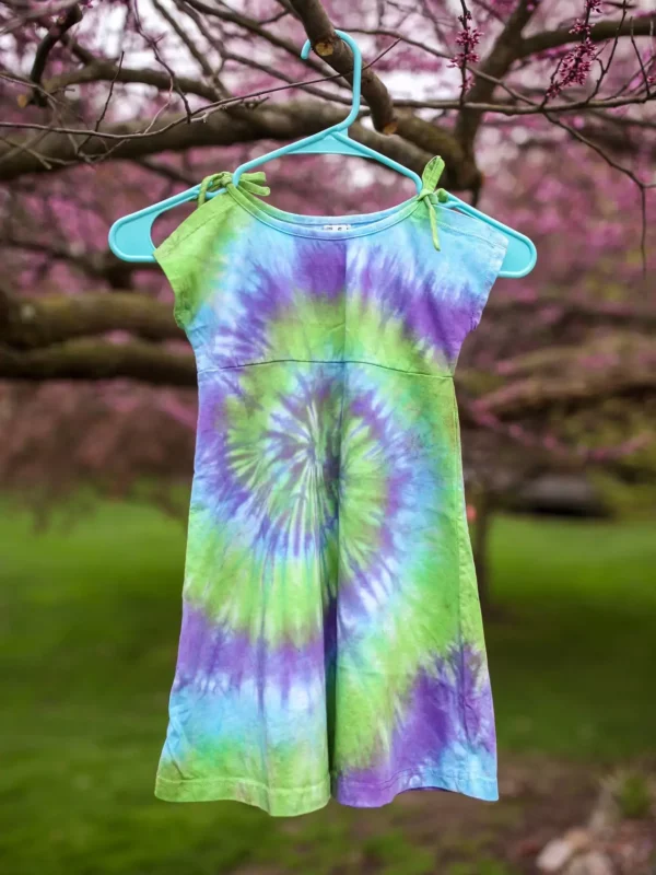 Tie Dye Girl's Shoulder Slit Dress